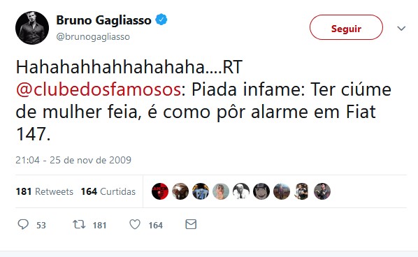 Bruno Gagliasso: tuítes antigos com piadas gays caem na rede