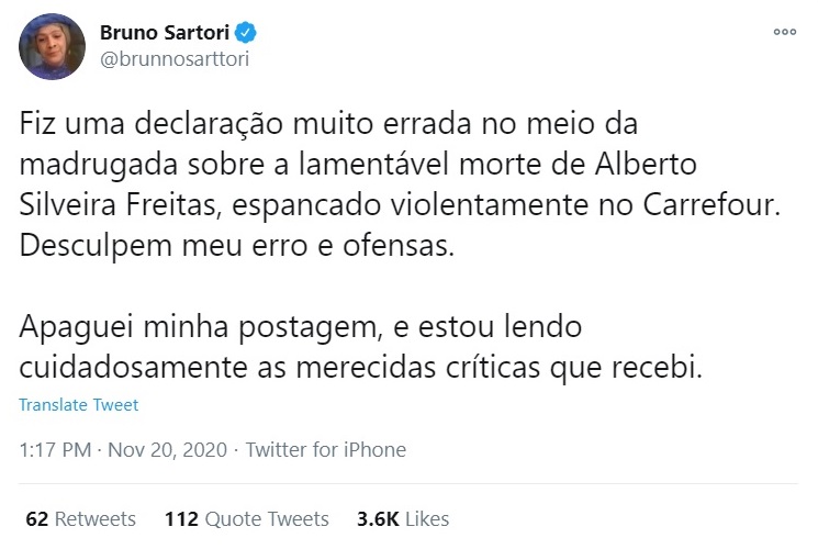 Com o dinheiro que ganhei contra bolsonaristas, fiquei 20 dias na Europa  fazendo festa gay e suruba', diz Bruno Sartori