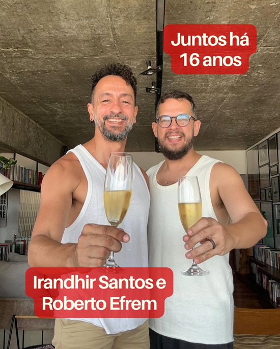 Casais gays famosos: Irandhir Santos e Roberto Efrem