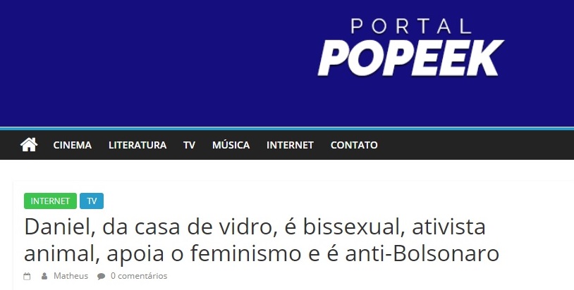 Daniel do BBB20 é bissexual, diz site