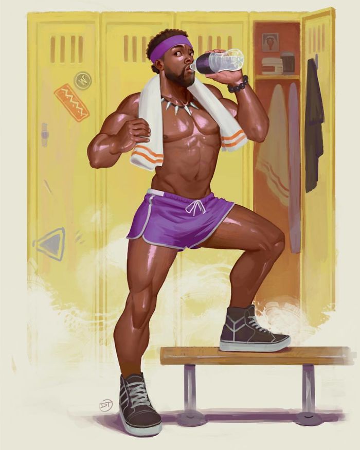 David Talaski: desenhista gay transforma super-heróis da Marvel em pin-ups super gays: Pantera Negra