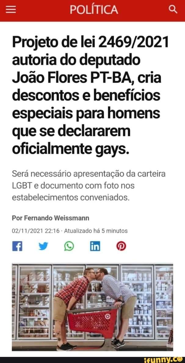 Matéria do G1, falsa, diz que gays terão benefícios no Brasil se se assumirem