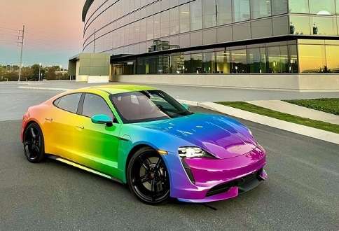 porsche rainbow car