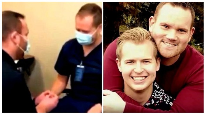 Casal gay: paramédico pede namorado enfermeiro em casamento após ser vacinado