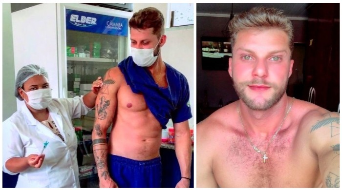 Enfermeiro fica sem camisa para receber vacina e ganha fãs