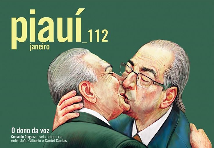 Michel Temer e Eduardo Cunha se beijam na capa da revista Piauí